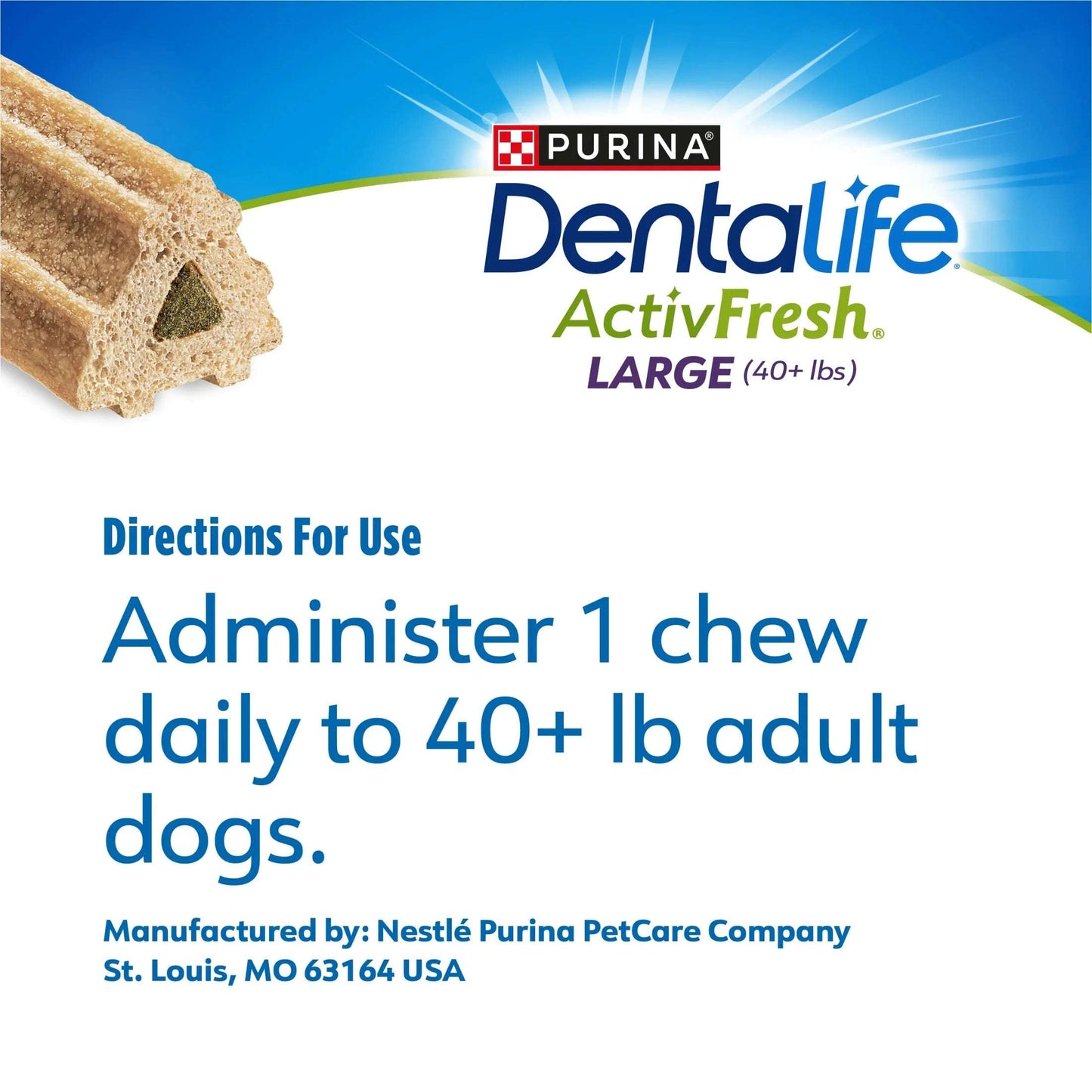 Purina Activfresh Chicken Flavor Large Breed Adult Dog Dental Chews – 24.1 Oz Pouch (21 Ct)