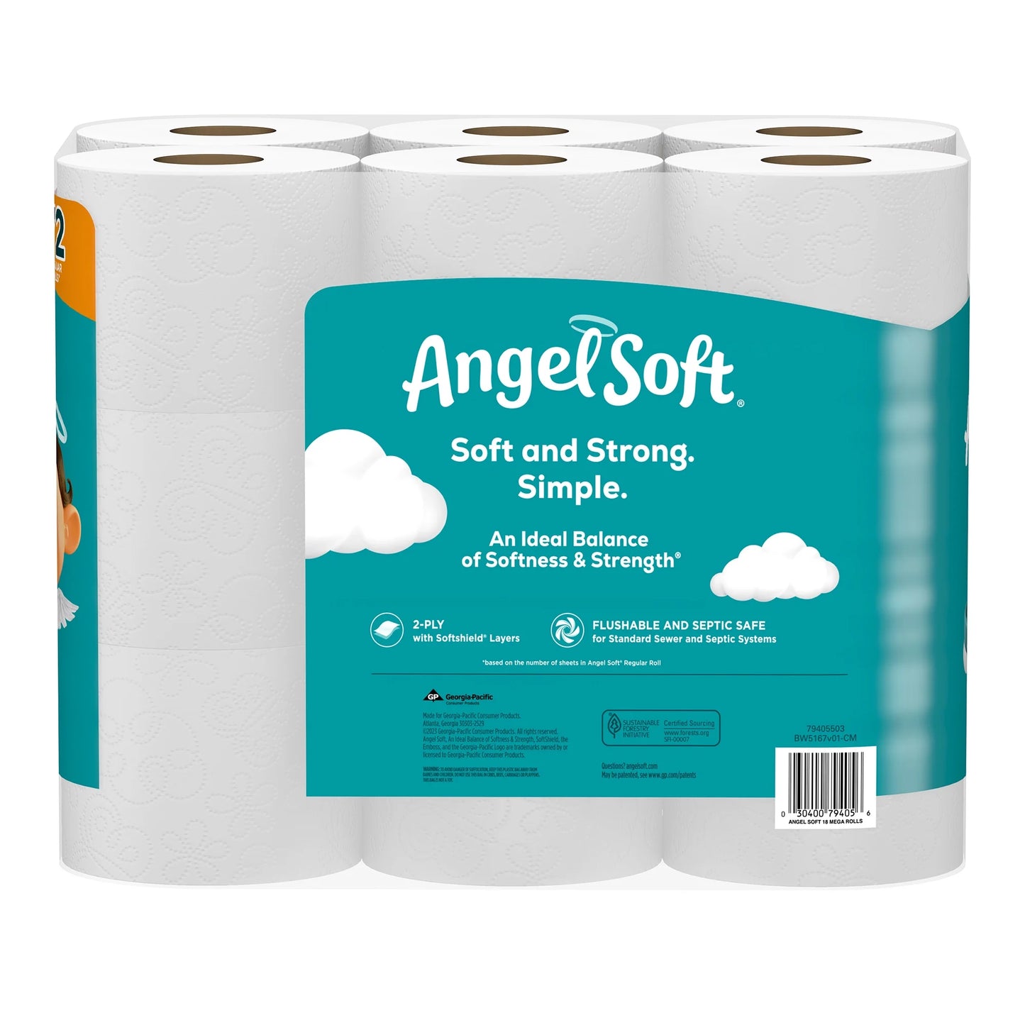 (4 Pack) 2-Ply Toilet Paper, 18 Mega Rolls