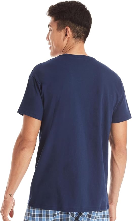 Hanes Mens Pocket Undershirt Pack. Cotton Crew Neck T-Shirt. Moisture Wicking Tee. Assorted 6-Pack