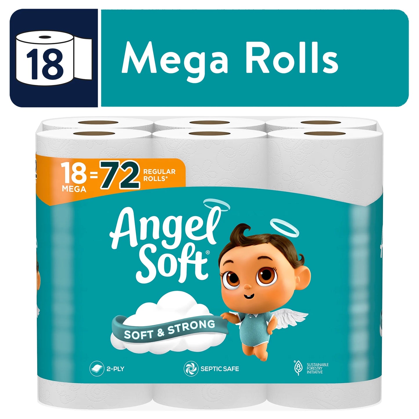 (4 Pack) 2-Ply Toilet Paper, 18 Mega Rolls