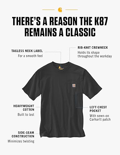 Carhartt Mens Loose Fit Heavyweight Short-Sleeve Pocket T-Shirt (Also Available in Big & Tall)