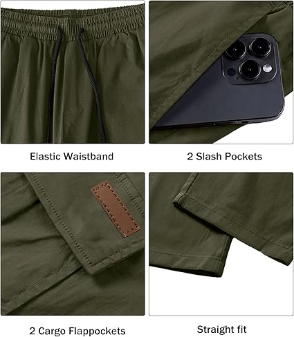 Comdecevis Mens Casual Cargo Pants Workout Joggers Stretch Sweatpants Hiking Drawstring Tactical Pants with Multi Pockets