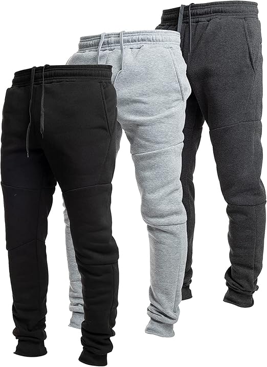 Ultra Performance 3 Pack Fleece Active Tech Joggers for Men. Mens Sweatpants with Zipper Pockets