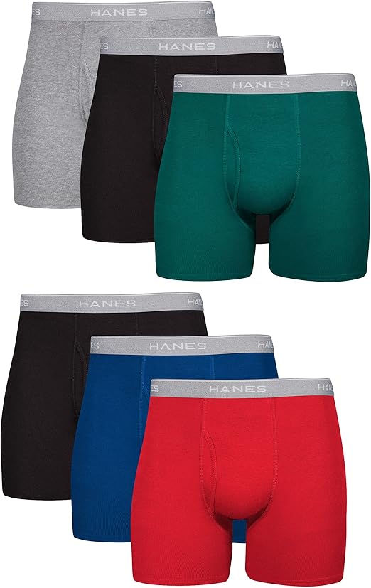 Hanes Mens Boxer Briefs. Cool Dri Moisture-Wicking Underwear. Cotton No-Ride-up for Men. Multi-Packs
